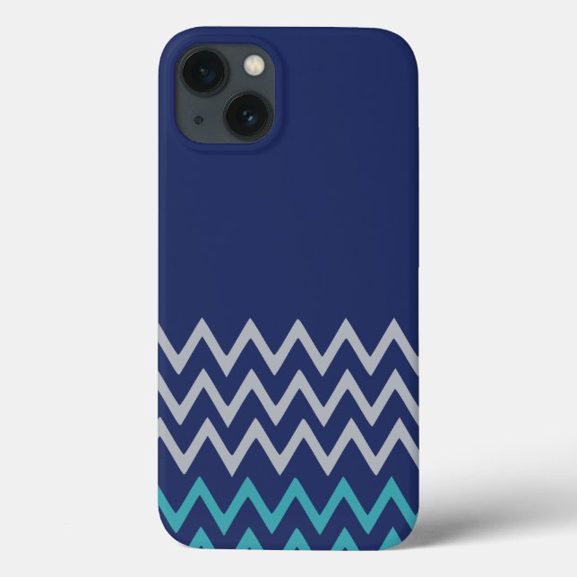 Blue chevron zigzag stripes zig zag preppy pattern Case-Mate iPhone case (Back)