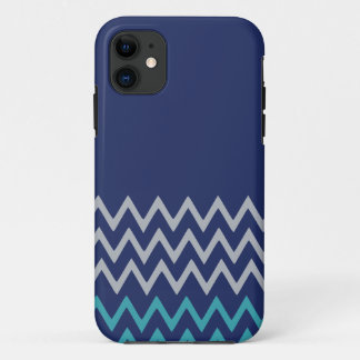 Blue chevron zigzag stripes zig zag preppy pattern iPhone 11 case