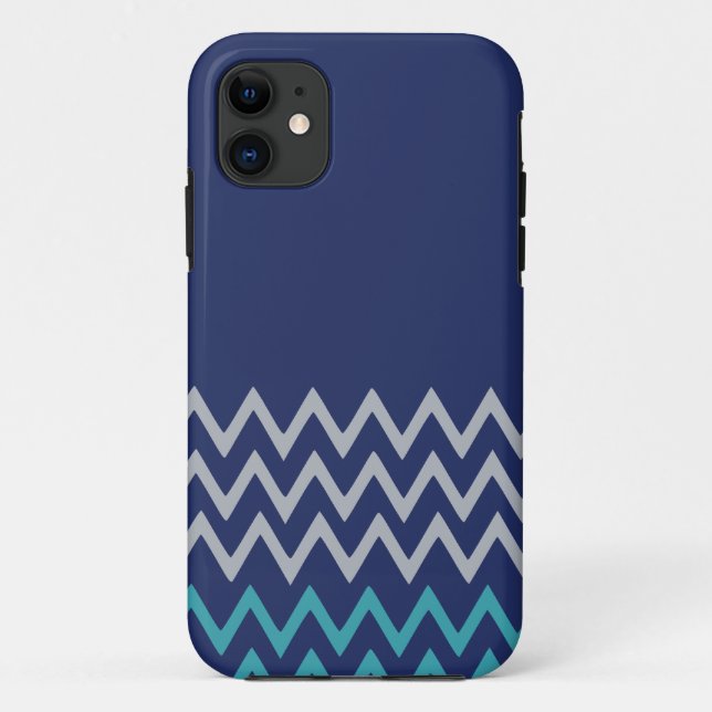 Blue chevron zigzag stripes zig zag preppy pattern Case-Mate iPhone case (Back)