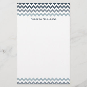 Blue Chevron Zigzags Pattern Stationery