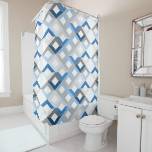 blue chevrons  shower curtain