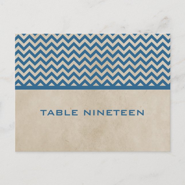 Blue Chic Chevron Numéro de table Carte postale (Devant)