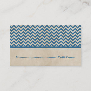 Blue Chic Chevron Place Cards