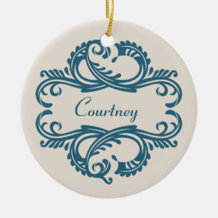 Blue Chic Damask Ornament