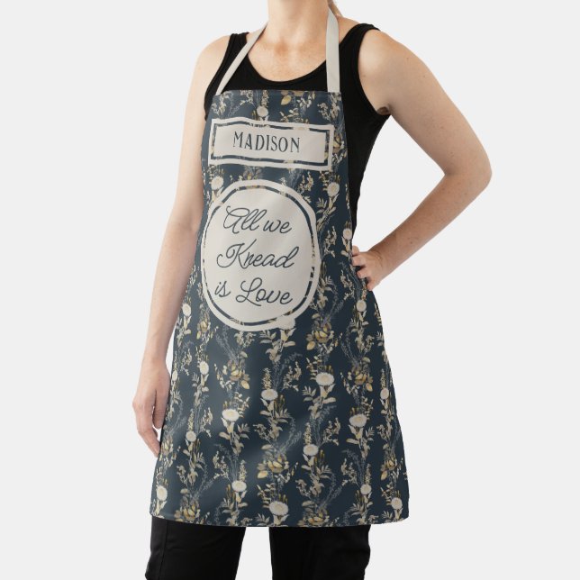 Blue & Chic Modern Name Holiday Baking Apron (Insitu)