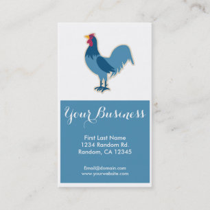 Blue chicken rooster customizable business cards