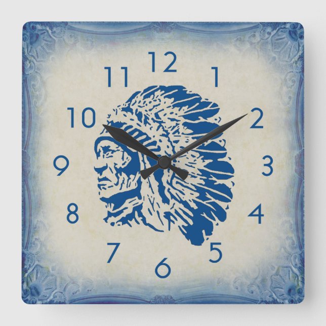 Blue Chief Silhouette Wall Clock (Front)