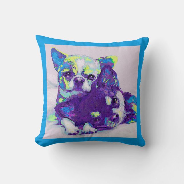 blue chihuahuas pillow (Front)