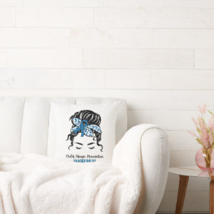 Blue Child Abuse Prevention Awareness Blue Messy Throw Pillow