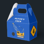 Blue Children's Construction Birthday Paper  Favor Box<br><div class="desc">Celebrate your young foreman's special event with a construction themed party. Simple party paper favour box with construction theme. Fully personalizable and available in three bright youthful colours. Contact us for assistance in personalizing or customizing to your need.</div>