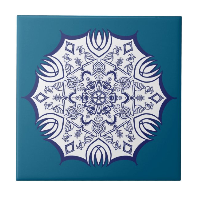 Blue China designs Tile (Front)