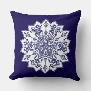 Blue China Mandela Throw Pillow