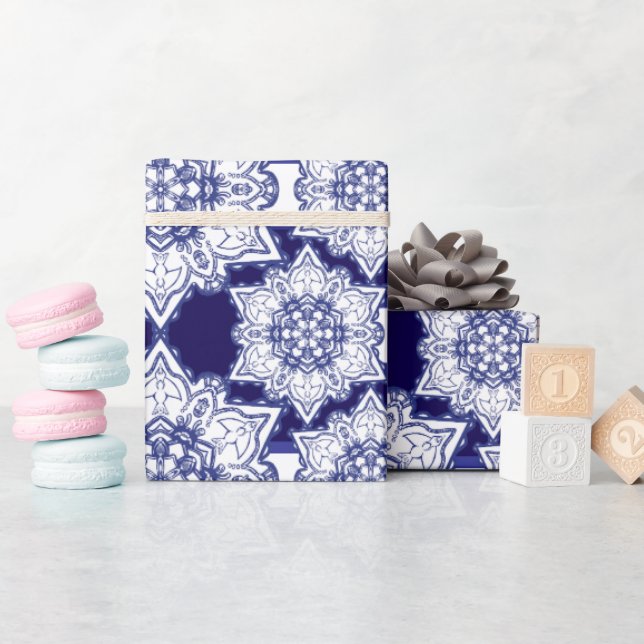 Blue china monsters wrapping paper (Baby Shower)