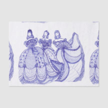 Blue China Pattern Tissue Paper