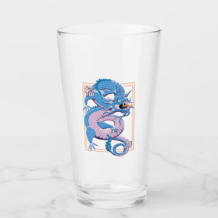 Blue Chinese Dragon Glass