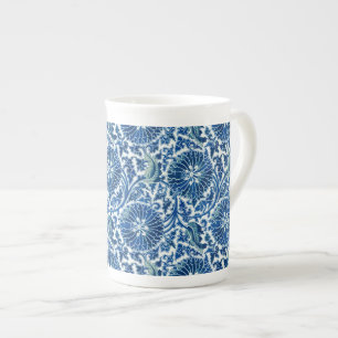 Blue Chinese Floral Pattern Bone China Mug