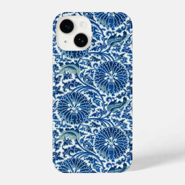 Blue Chinese Floral Pattern iPhone Case (Back)