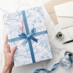 Blue Chinese porcelain floral wrapping paper