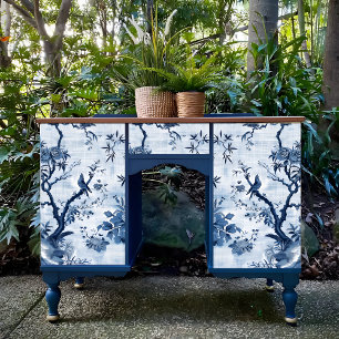 Blue Chinoiserie Asian French Decoupage Print Tissue Paper