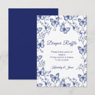 Blue Chinoiserie Baby Shower Diaper Raffle Enclosure Card