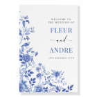 Blue Chinoiserie Birds & Peony Mariage Bienvenue