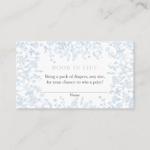 Blue Chinoiserie Book In Lieu Card, Shower game Business Card