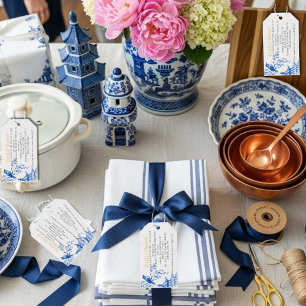 Blue Chinoiserie  Bridal Display Shower enclosure Gift Tags