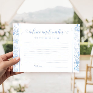 Blue Chinoiserie Bridal Shower Advice and Wishes Enclosure Card