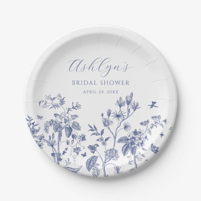 Blue Chinoiserie Bridal Shower Plate (Front)