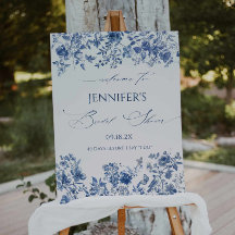 Blue Chinoiserie Bridal Shower Welcome Sign