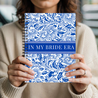 Blue Chinoiserie Bride Era Engagement Personalized Notebook