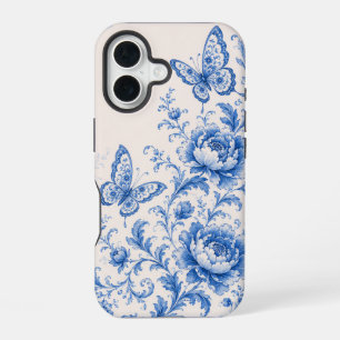 Blue Chinoiserie Butterfly Peony Phone Case