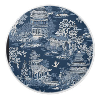 Blue Chinoiserie Ceramic Pull