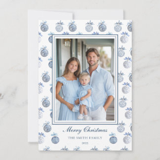 Blue Chinoiserie Christmas Ornament Grandmillenial Holiday Card