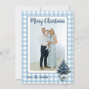 Blue Chinoiserie Christmas tree Grandmillenial Holiday Card