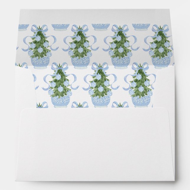 Blue Chinoiserie Christmas Tree Lined Envelope (Creator Uploaded)