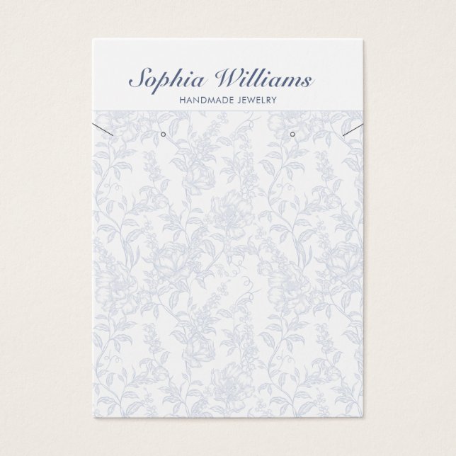 Blue Chinoiserie Earring and Necklace Display Card (Devant)