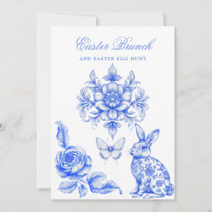 Blue Chinoiserie Easter Brunch Egg Hunt  Invitation