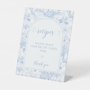 Blue Chinoiserie Floral Arch Bridal Shower Recipe Pedestal Sign