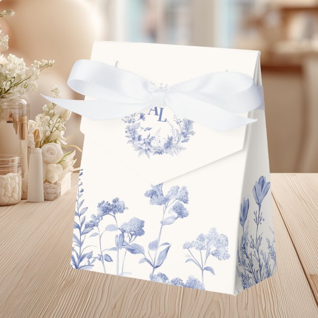 Blue Chinoiserie Floral Botanical Wedding Favor Box (Creator Uploaded)