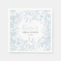 Blue Chinoiserie Floral Bridal Shower Invitation, 