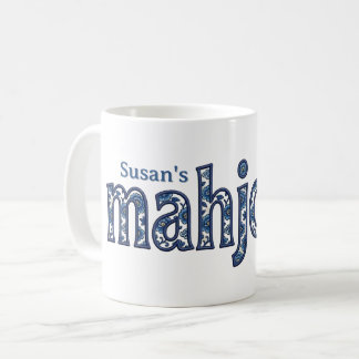 Blue Chinoiserie Floral Custom Mahjong Coffee Mug