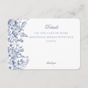 Blue Chinoiserie Floral Détails Carte Invitation