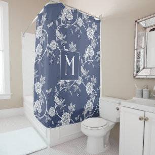 Blue Chinoiserie Floral Monogram
