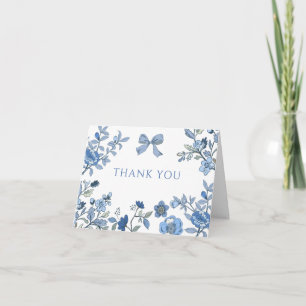 Blue Chinoiserie Floral Note  Thank You Card