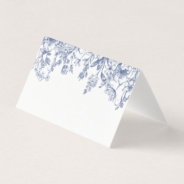 Blue Chinoiserie Floral Place Card Table Decor (Front)