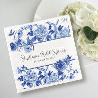 Blue Chinoiserie Floral Watercolor Bridal Shower 