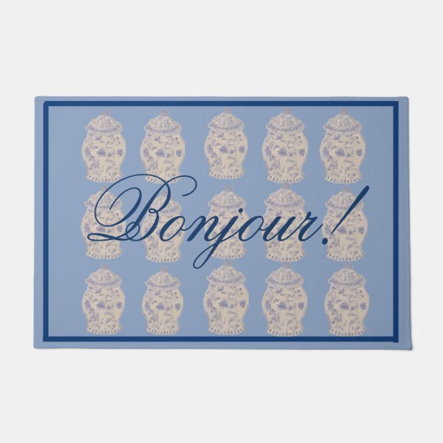 Blue Chinoiserie  Ginger Jar Jars  Doo Doormat (Front)