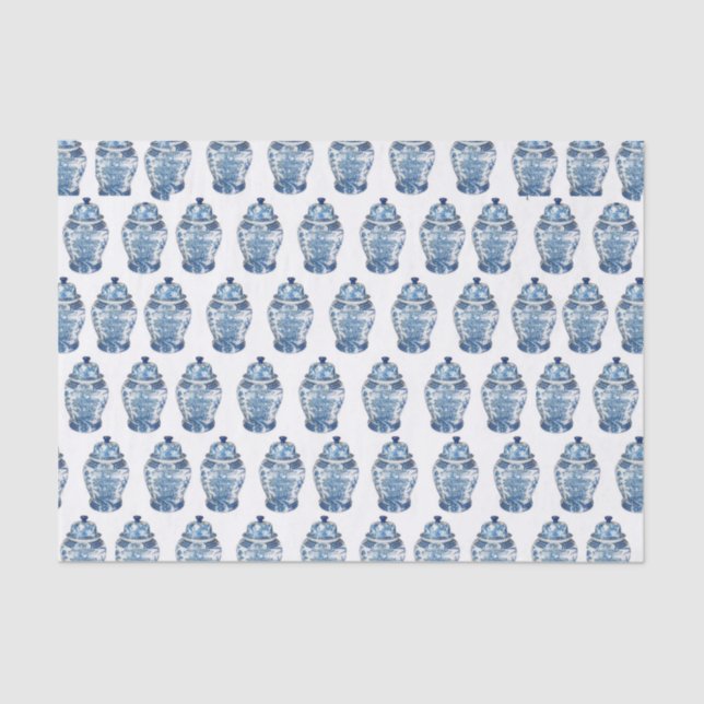 Blue Chinoiserie Ginger Jar Jars  Tissue Paper (Front)