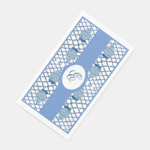 Blue Chinoiserie Hand Painted Ginger Jar Jars  Napkin